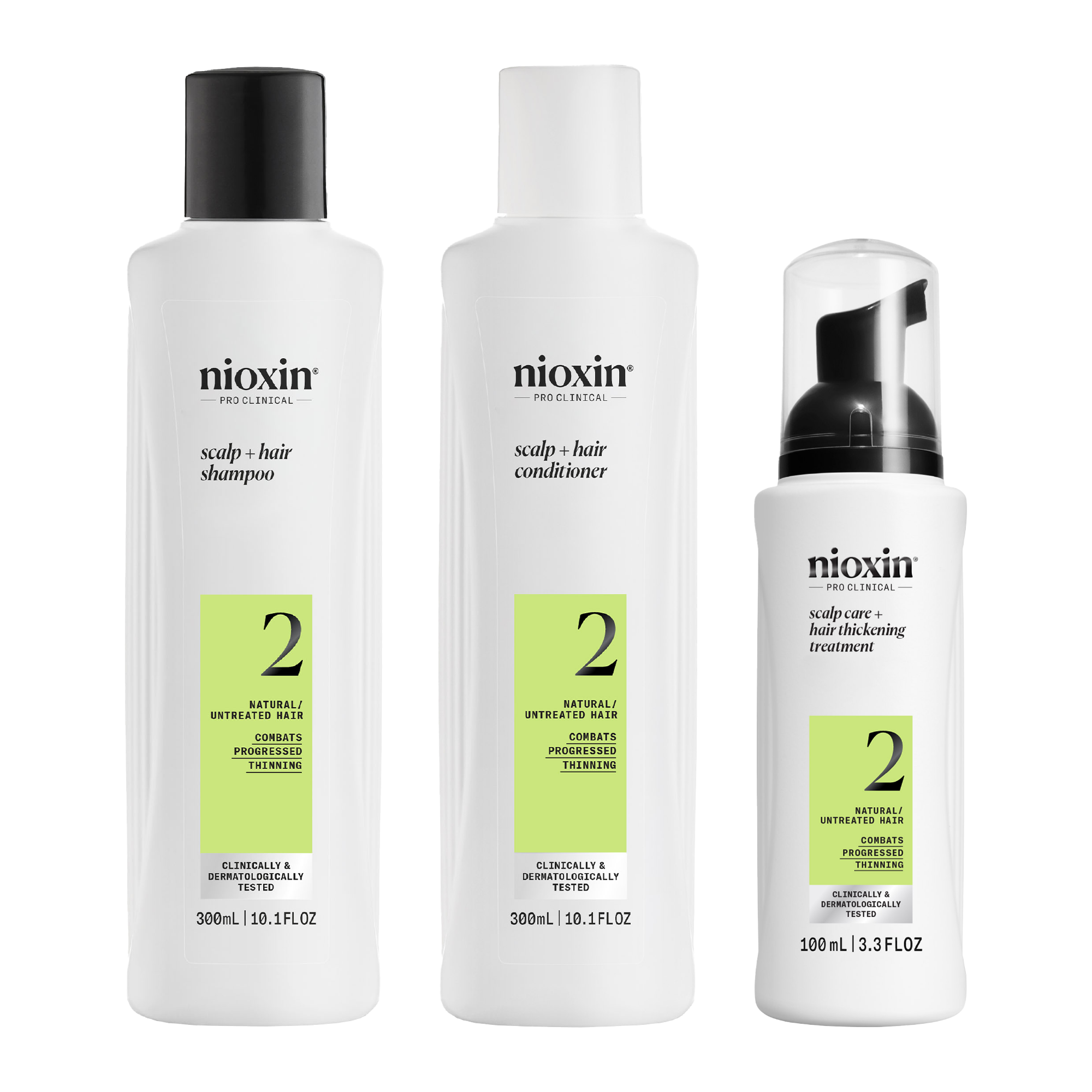 Nioxin Scalp + Hair Thickening System 2 Full Size Kit for Natural Hair with Progressed Thinning