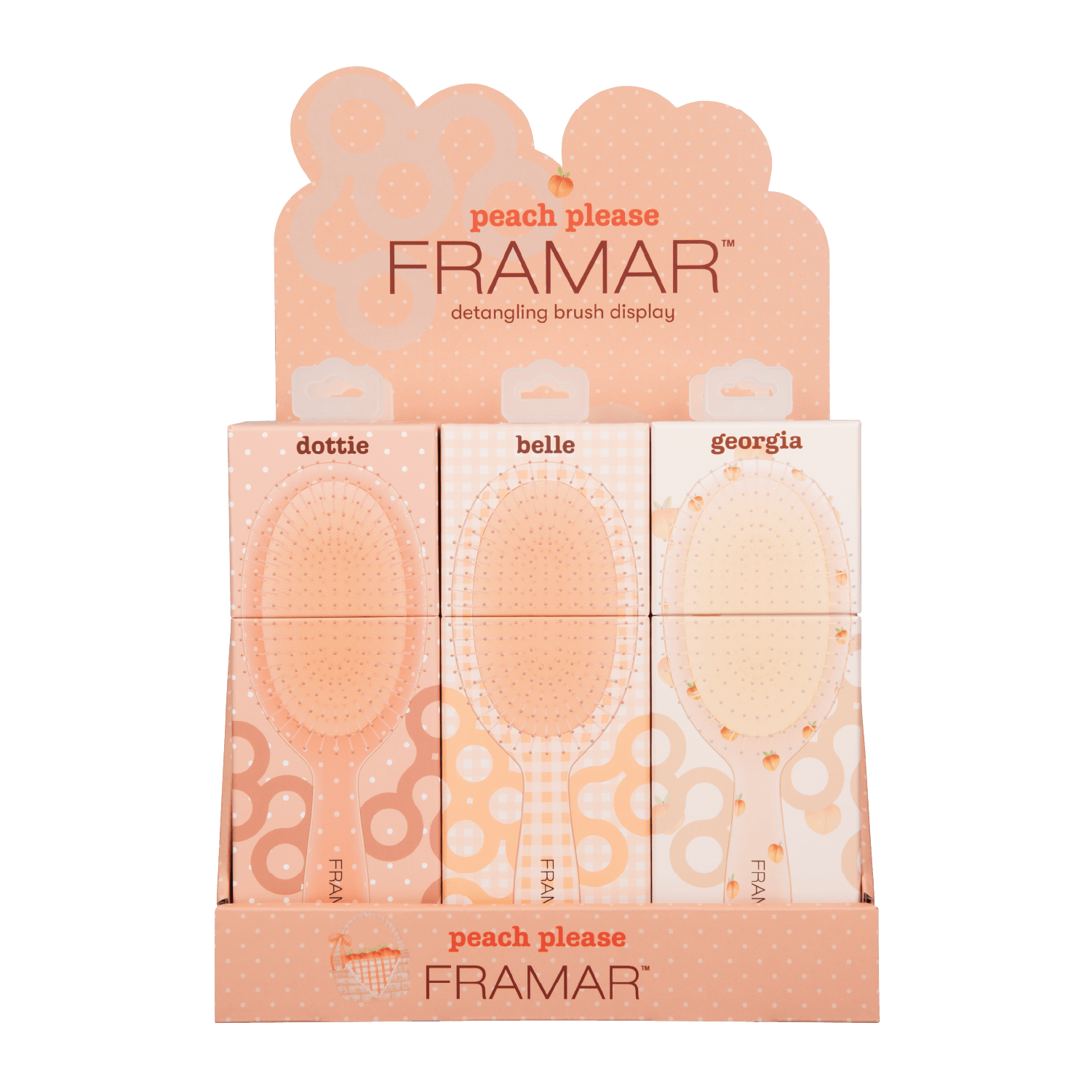 Framar Peach Please Detangle Brush Display 9pc Limited Edition