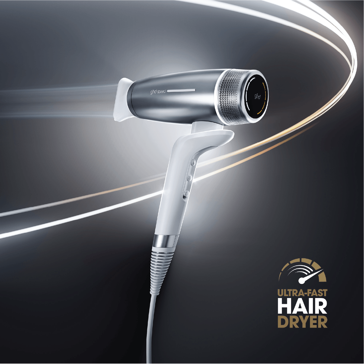 ghd Speed Ionic Hair Dryer in Metallic White