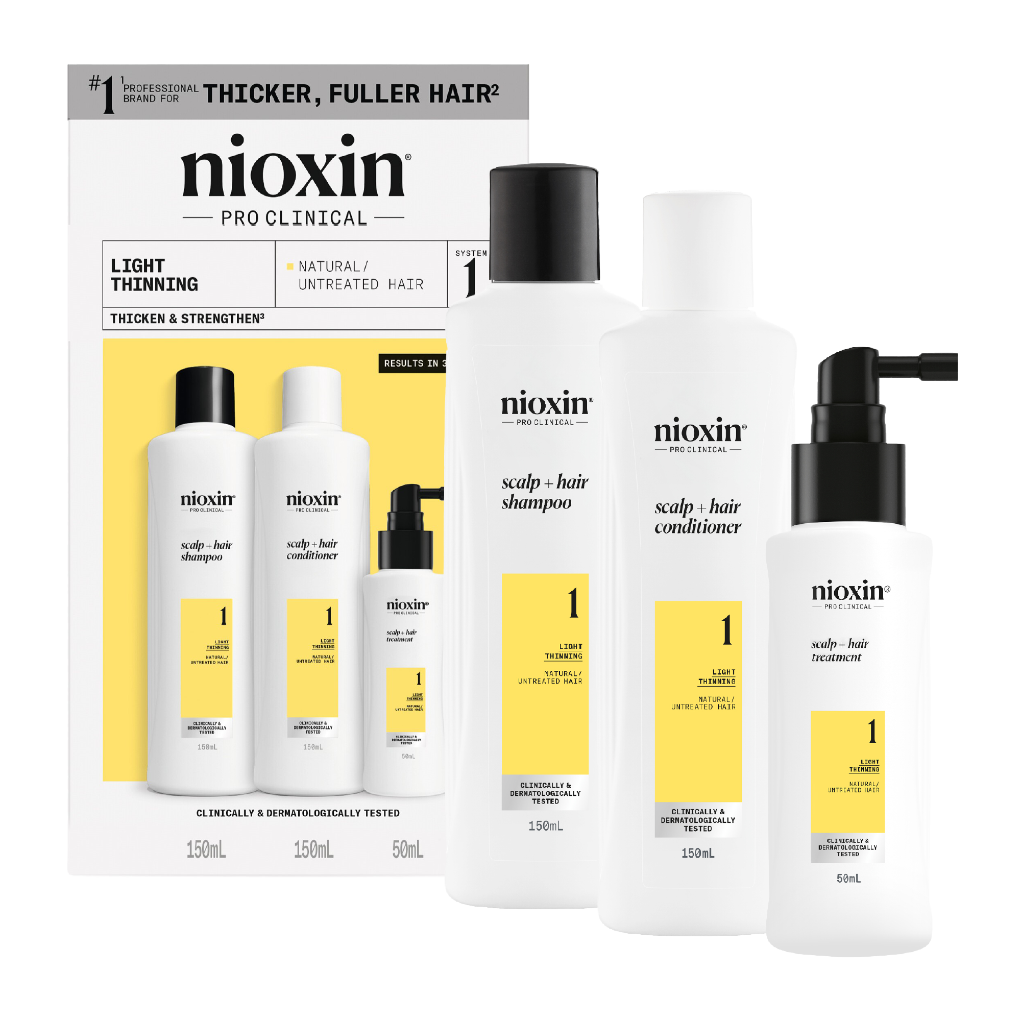 Nioxin Scalp + Hair Thickening System 1 Trial Kit for Natural Hair with Light Thinning