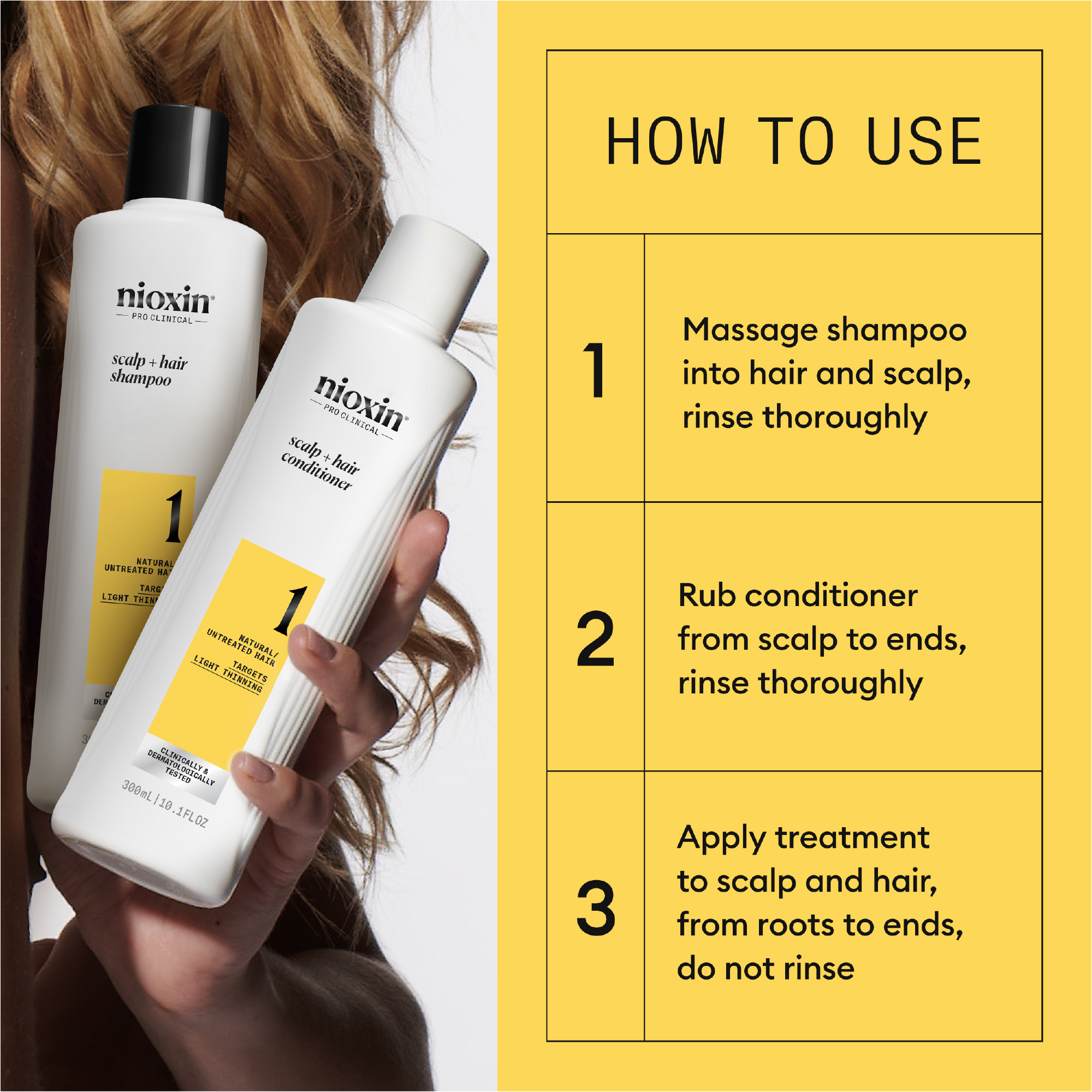 Nioxin Scalp + Hair Thickening System 1 Trial Kit for Natural Hair with Light Thinning