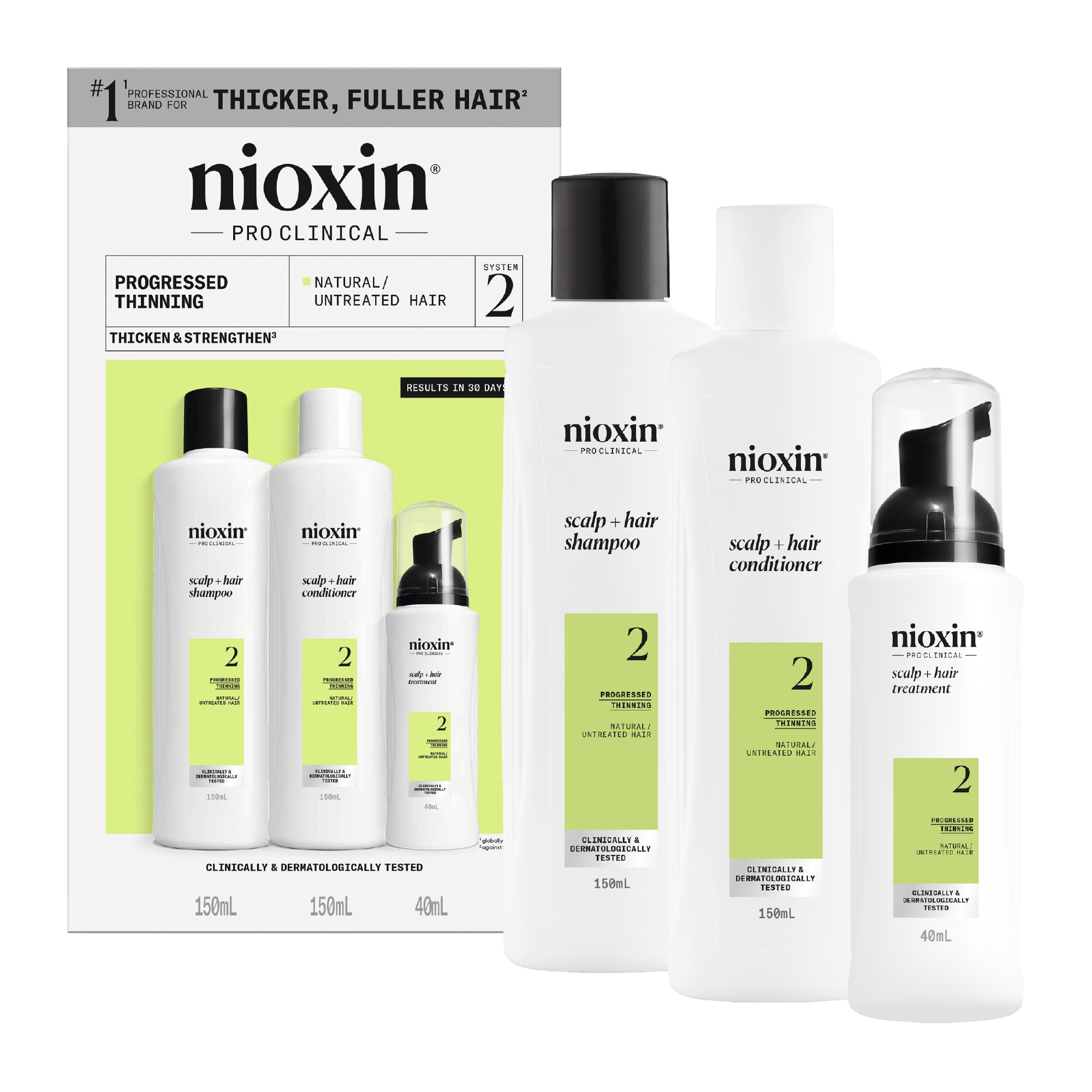 Nioxin Scalp + Hair Thickening System 2 Trial Kit for Natural Hair with Progressed Thinning