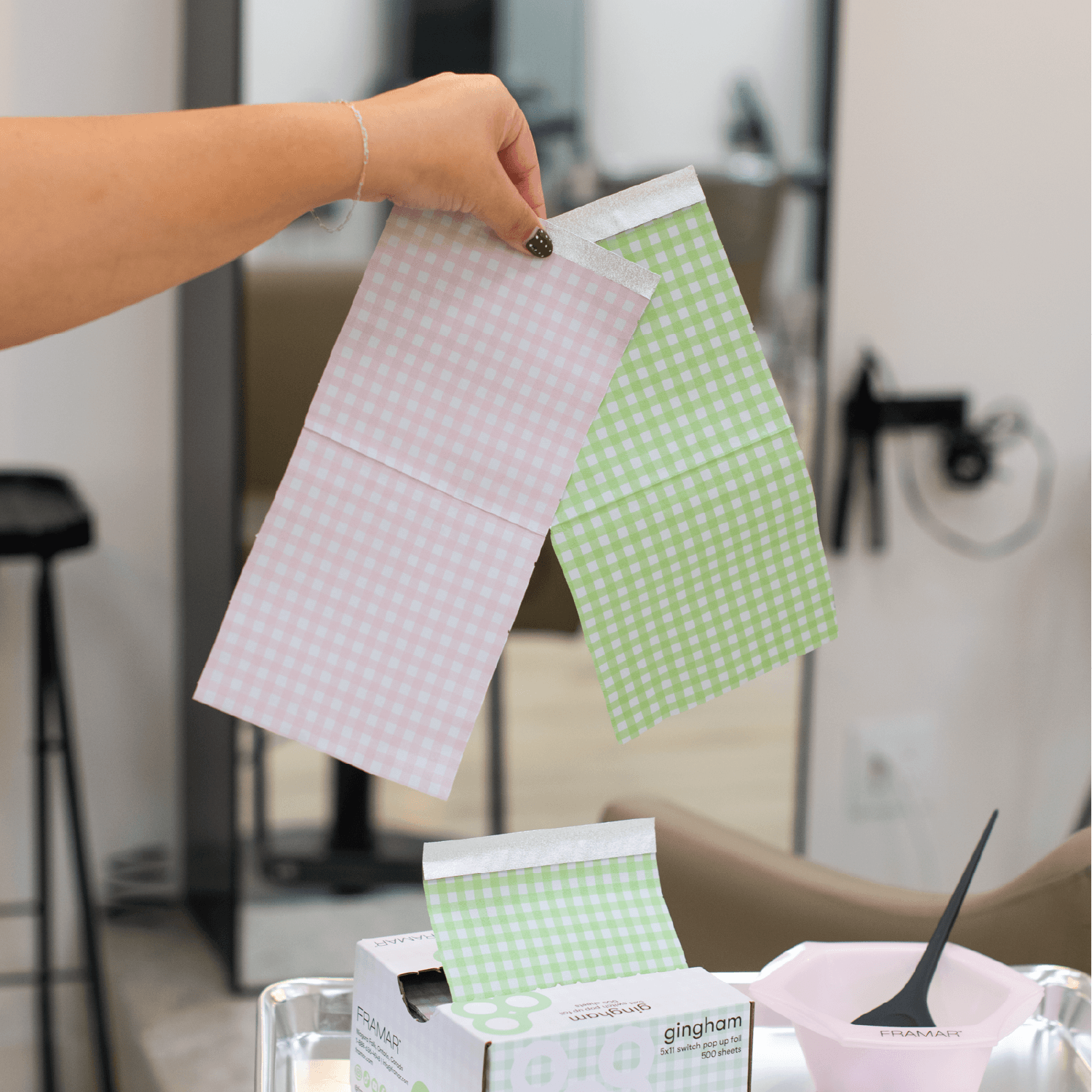 Framar Gingham Switch Pink/Green 5x11 Pop Ups 500 Sheets