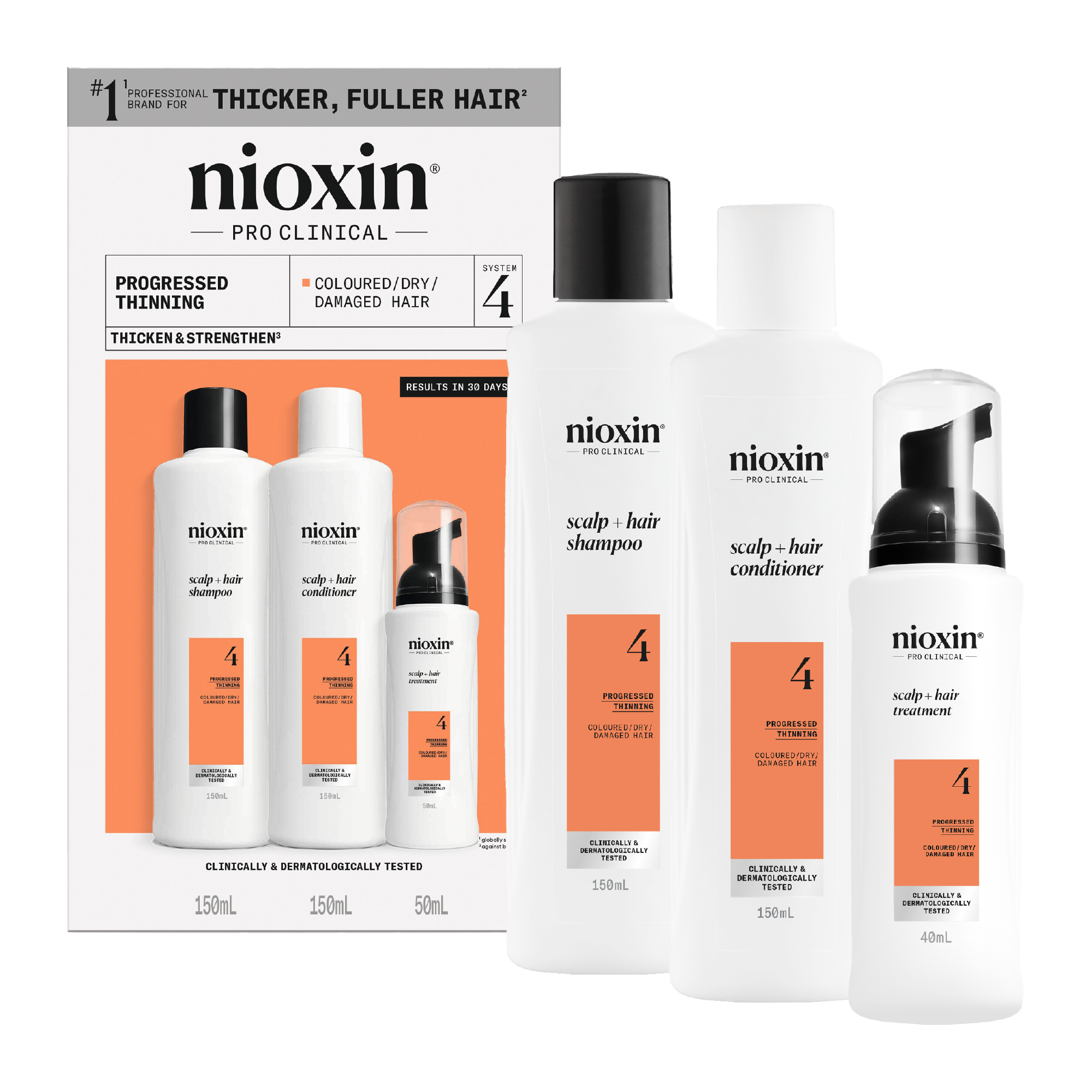 Nioxin Scalp + Hair Thickening System 4 Trial Kit for Damaged Hair with Progressed Thinning