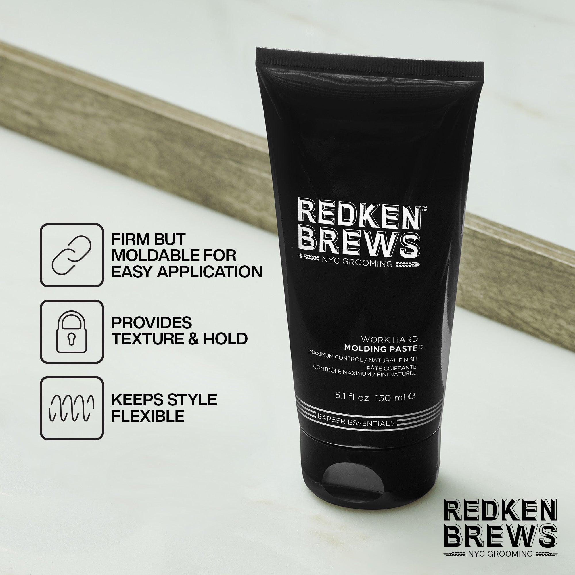 Redken Brews Work Hard Molding Paste Tube 150ml