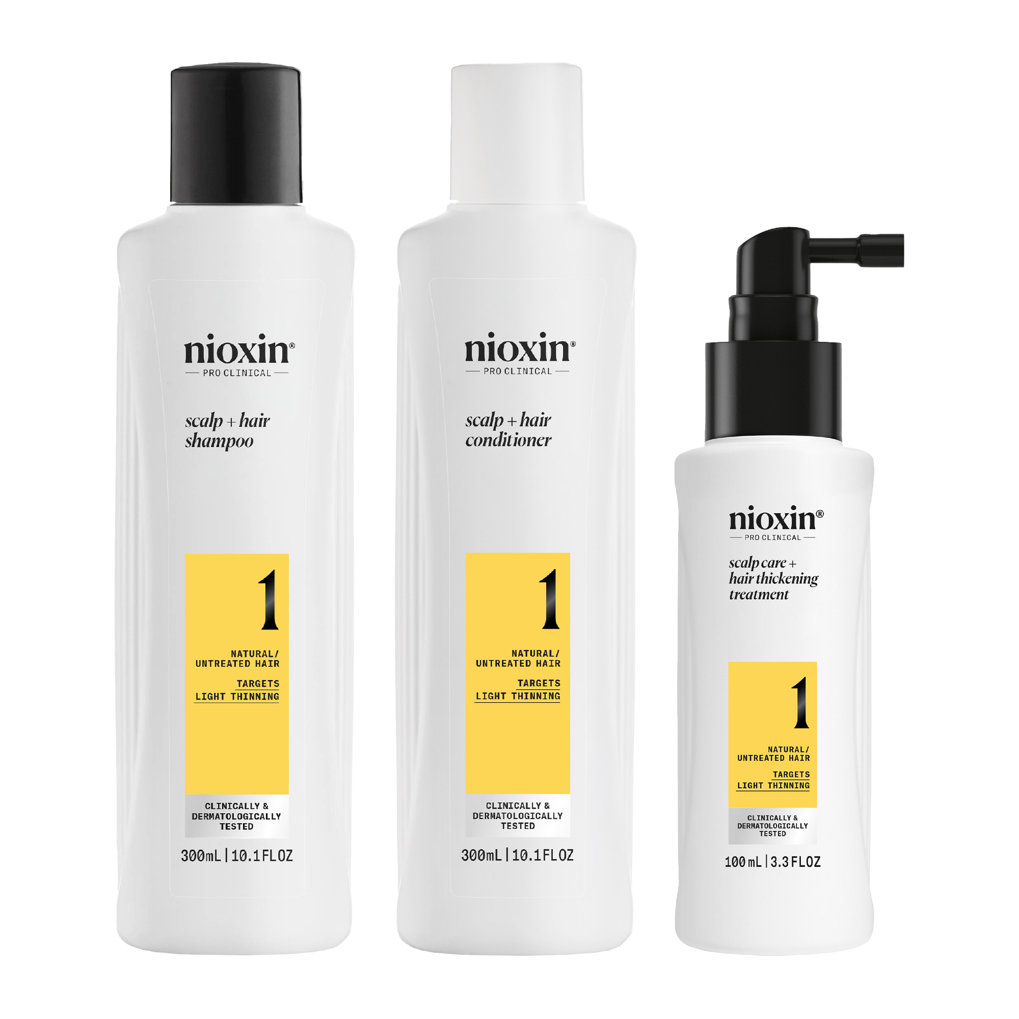 Nioxin Scalp + Hair Thickening System 1 Full Size Kit for Natural Hair with Light Thinning