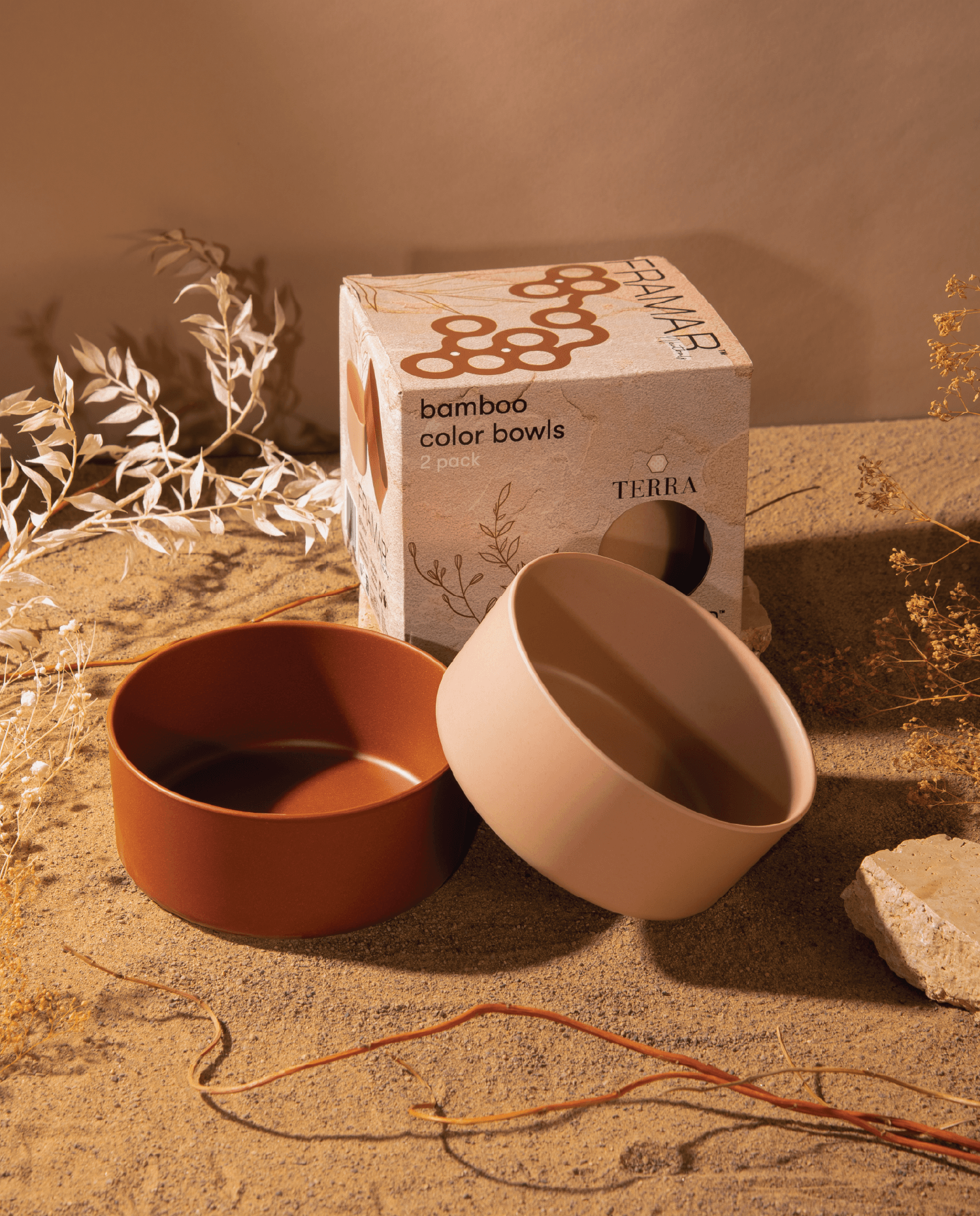 Framar Bamboo Bowls 2pc Neutrals Terra - Limited Edition