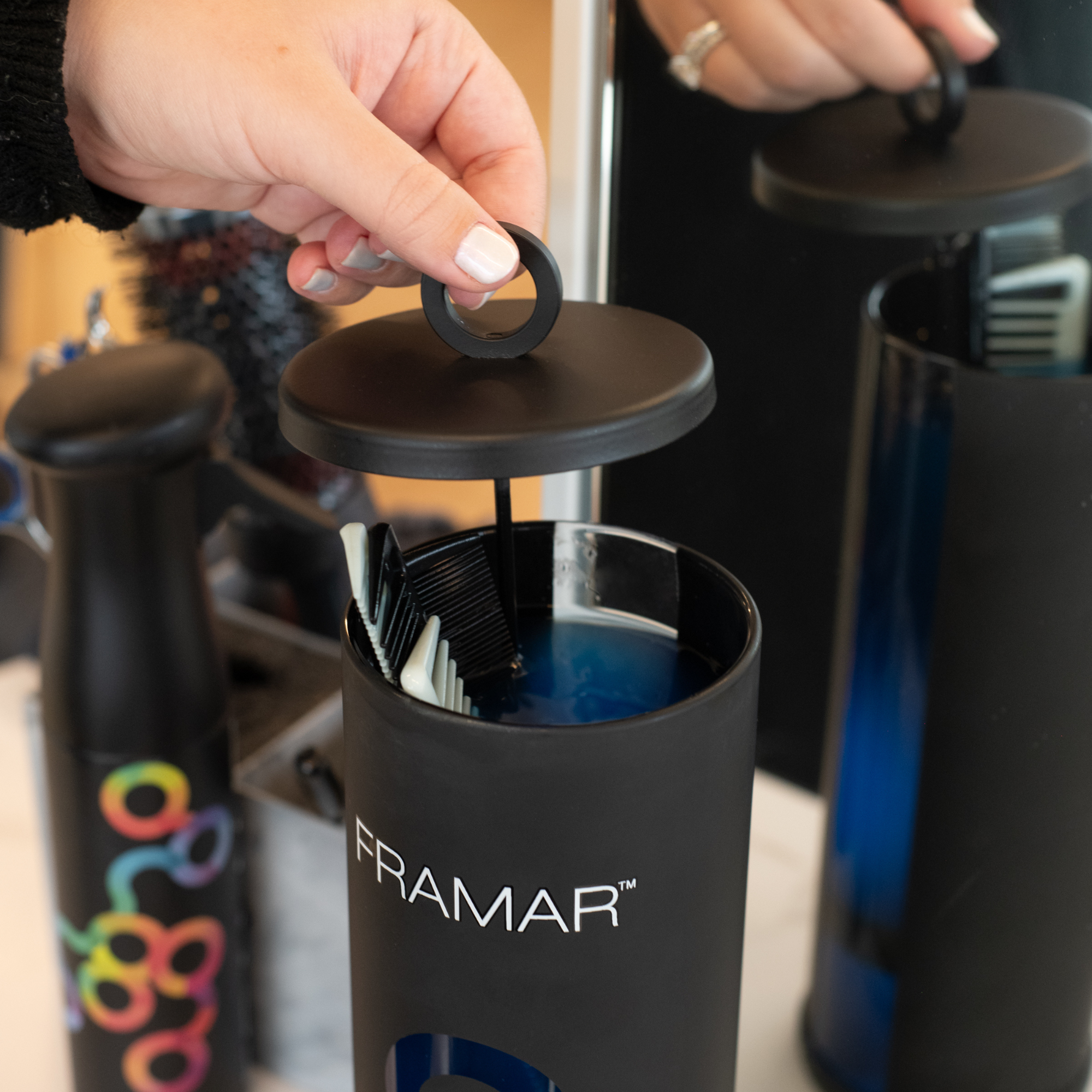 Framar Disinfectant Jar - Matt Black