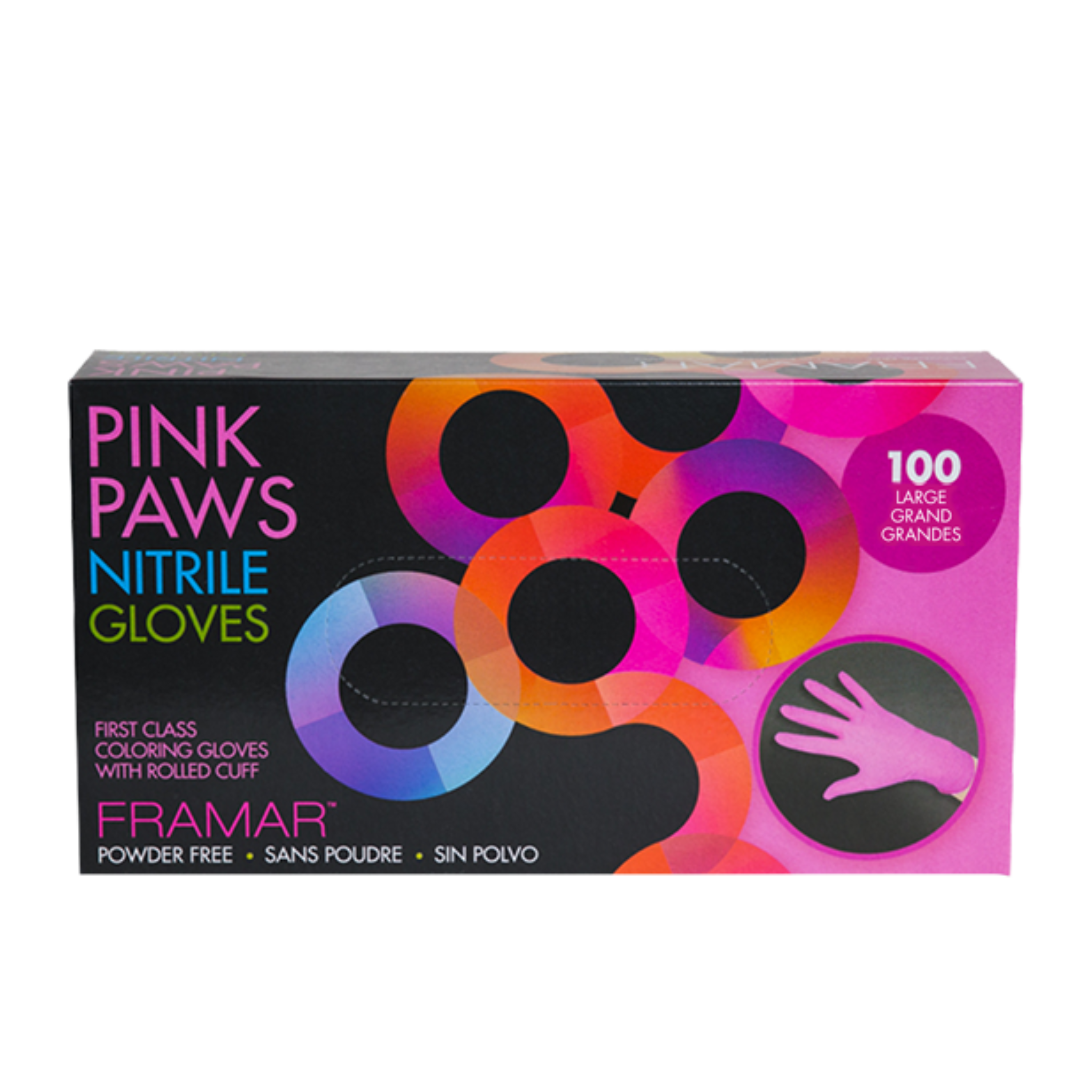 Framar Pink Paws Nitrile Gloves Large 100pc