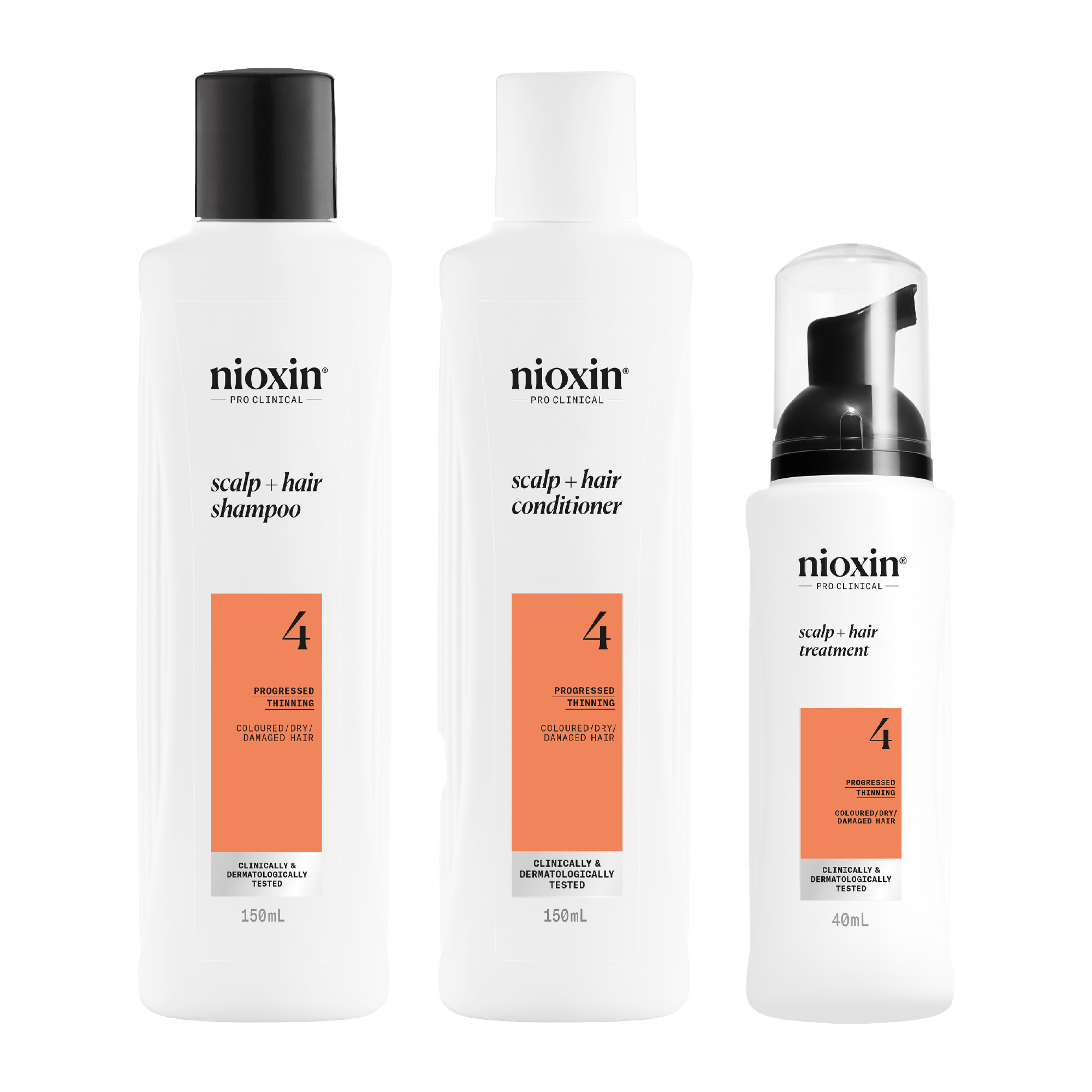 Nioxin Scalp + Hair Thickening System 4 Full Size Kit for Damaged Hair with Progressed Thinning