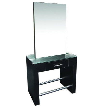 Double Mirror Stand Black and Drawer