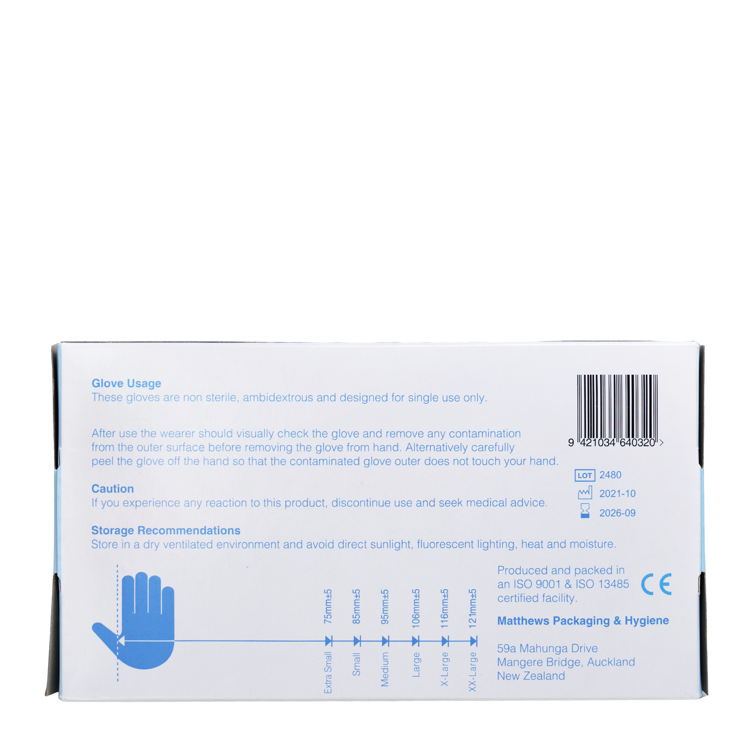 Nitrile Gloves Powder Free Large 100pk