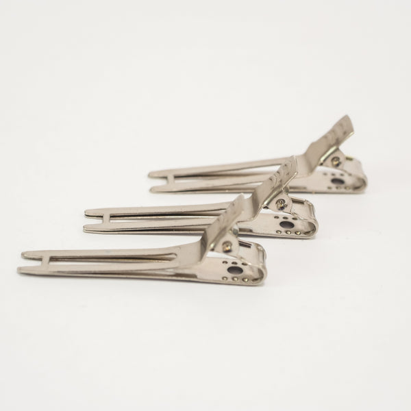 Metal 2-Prong Clip Silver 100pcs 2507