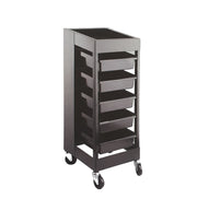 Black 5 Tray Trolley Plastic & Metal